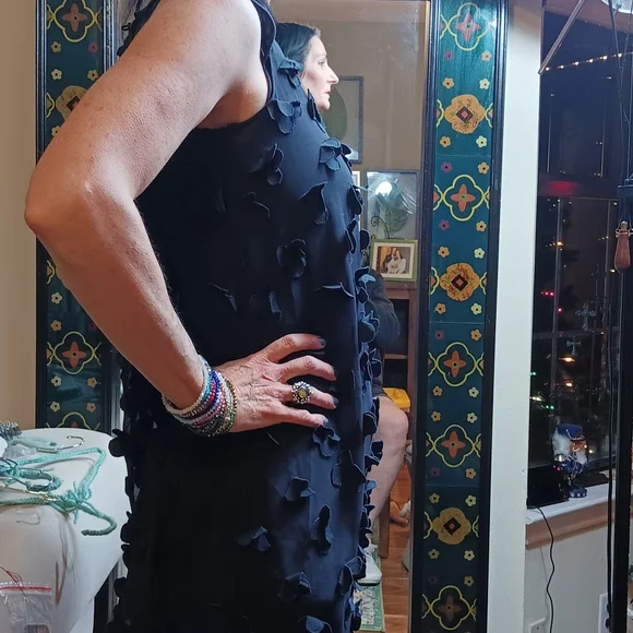 NIC+ZOE Elegant Navy Textured Midi Dress - Picture 4 of 5